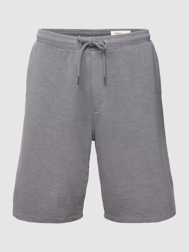 Sweatshorts mit Tunnelzug Modell 'Washer' in mittelgrau