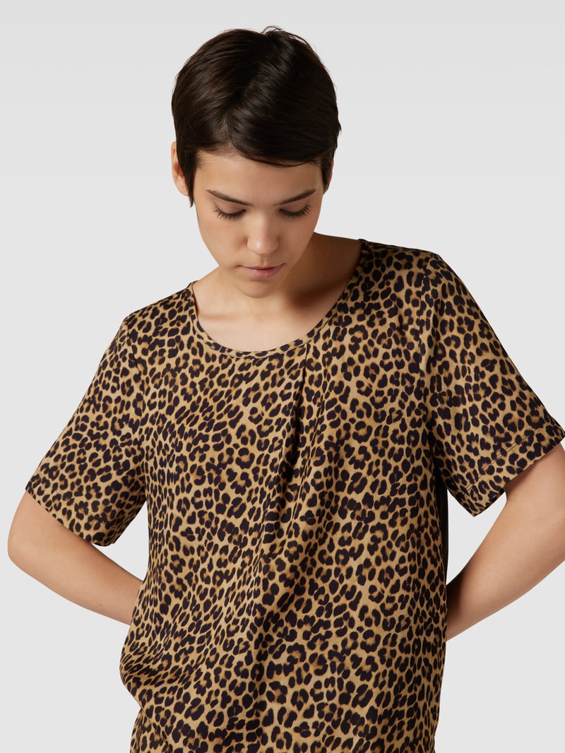 Bluse mit Animal-Print in camel