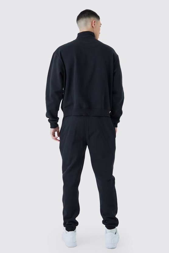 Kastiger Oversize Sweatshirt-Trainingsanzug mit 1/4 Reißverschluss
