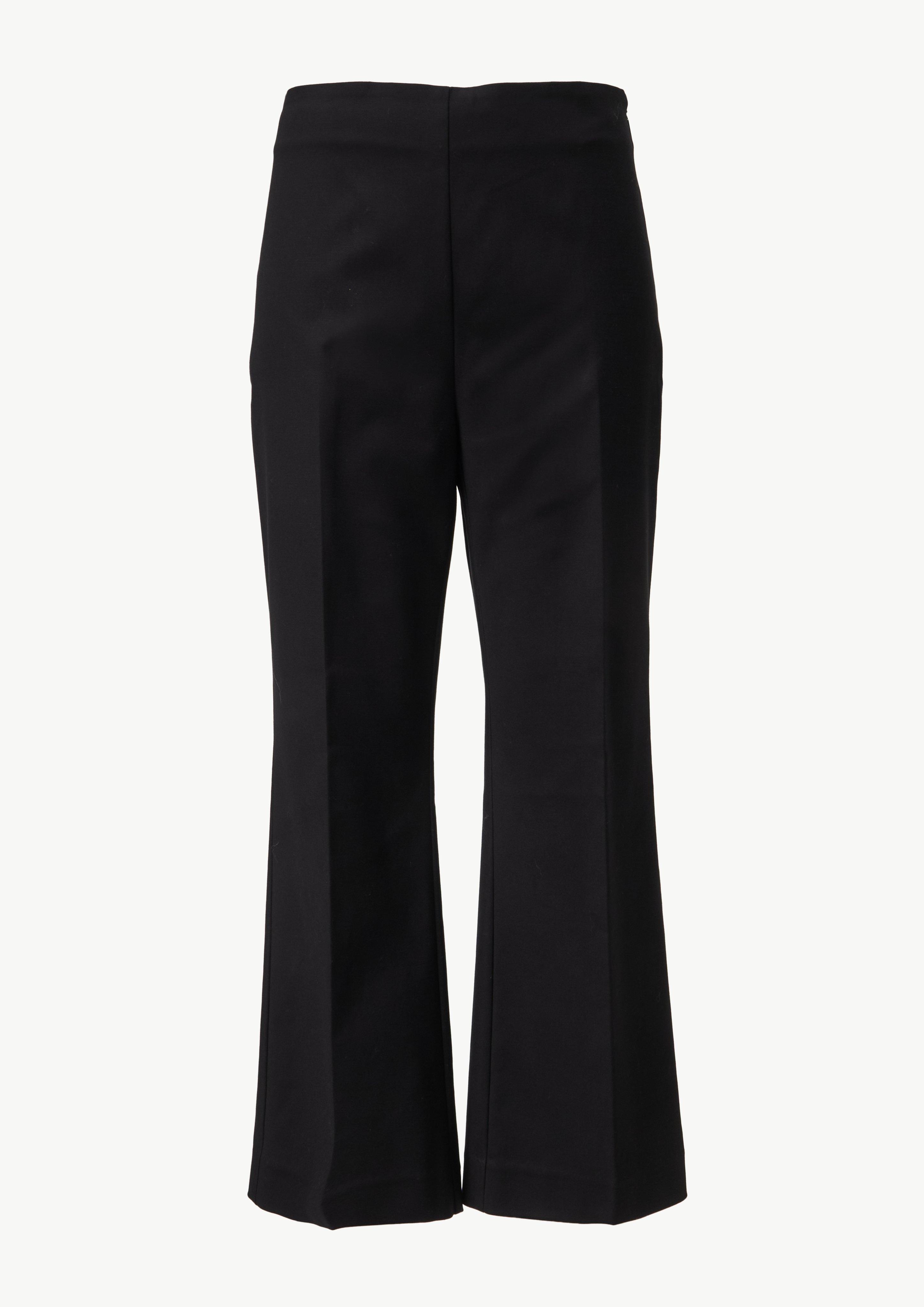 Verkürzte Flared-Leg-Hose aus Baumwollstretch - schwarz