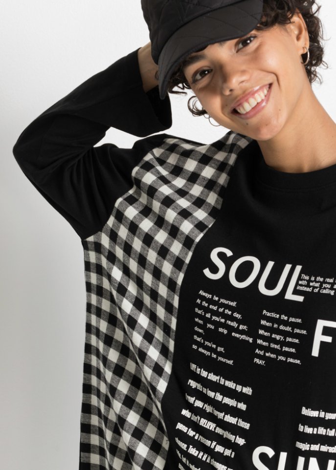Shirtkleid mit Webeinsatz
