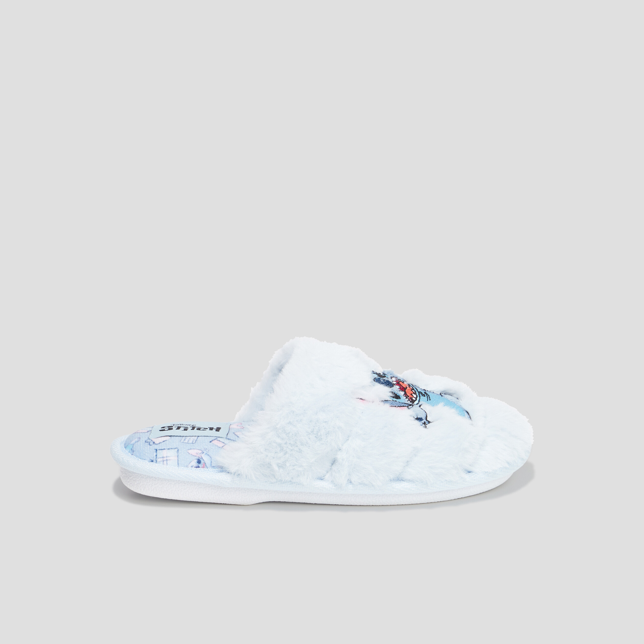 Chaussons mules fausse fourrure Stitch bleu fille | La Halle