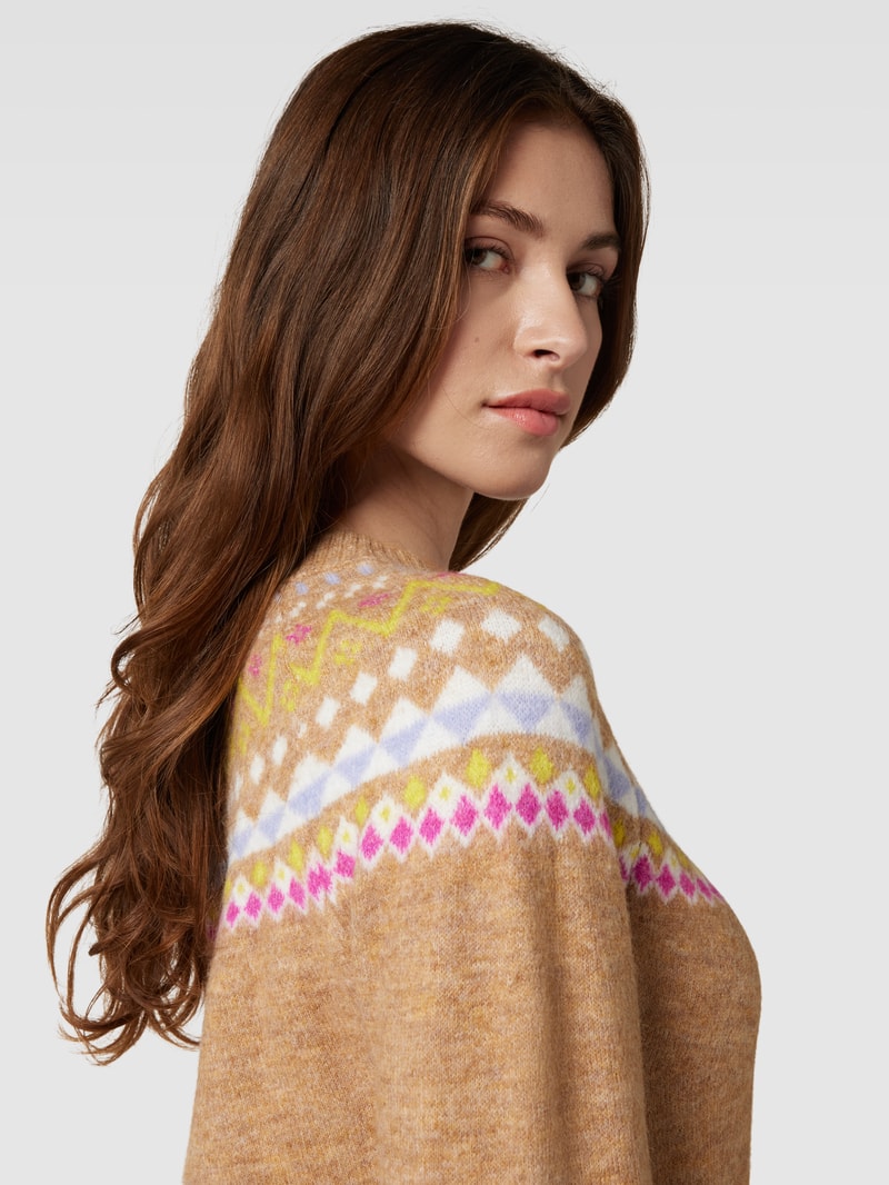 Strickpullover mit Allover-Muster in camel