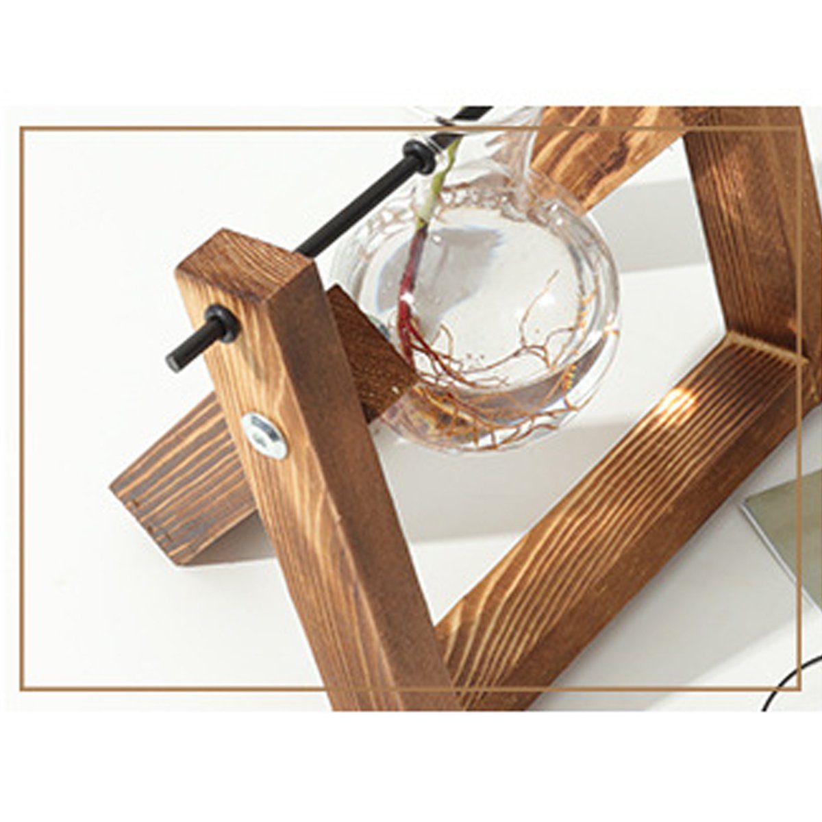 JedBesetzt Übertopf Flaschengarten, für Hydroponische Pflanzen,Holzständer 28*15*9cm