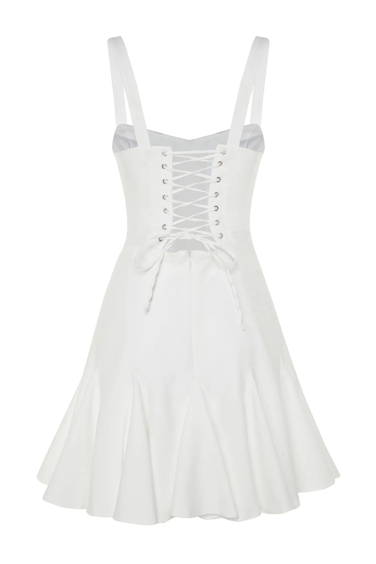 Trendyol Collection  Ecrufarbenes, gefüttertes, gewebtes Korsett mit detaillierten Paspeln, Brautabendkleid, Abendkleid TPRSS23EL00251