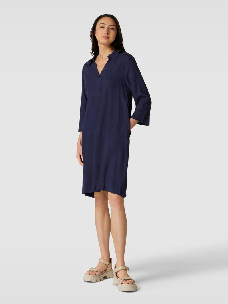 Knielanges Tunikakleid mit 3/4-Arm in marineblau