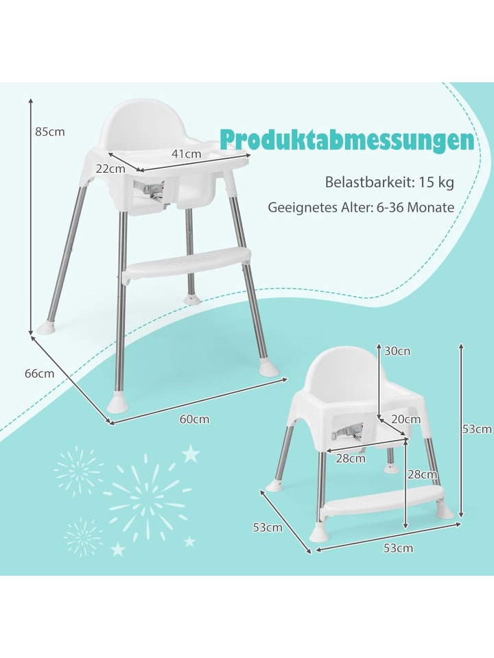 COSTWAY 4 in 1 Babyhochstuhl 6-36 Monate in Weiß günstig kaufen onesize