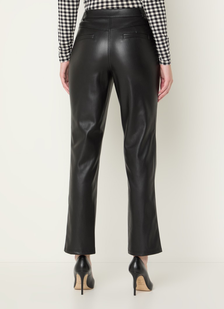 Pantaloni din piele ecologică LKBennett Hardy cu talie înaltă și croială dreaptă