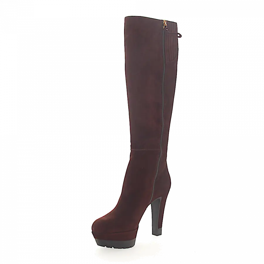 Sergio Rossi - Stiefel Veloursleder Kontrastnaht braun - braun