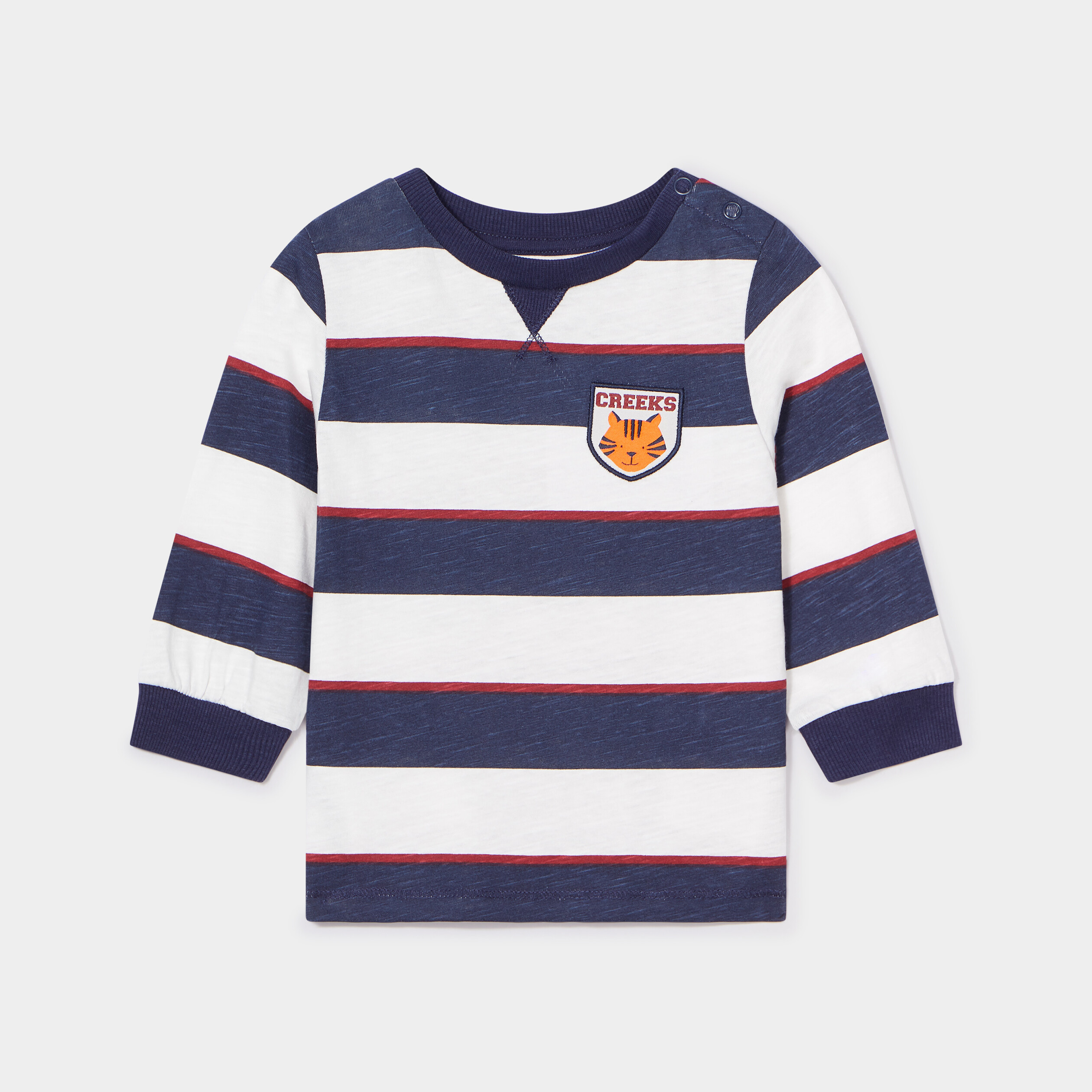 T-shirt épaule boutonnée coton Creeks bleu marine bébé garçon | La Halle