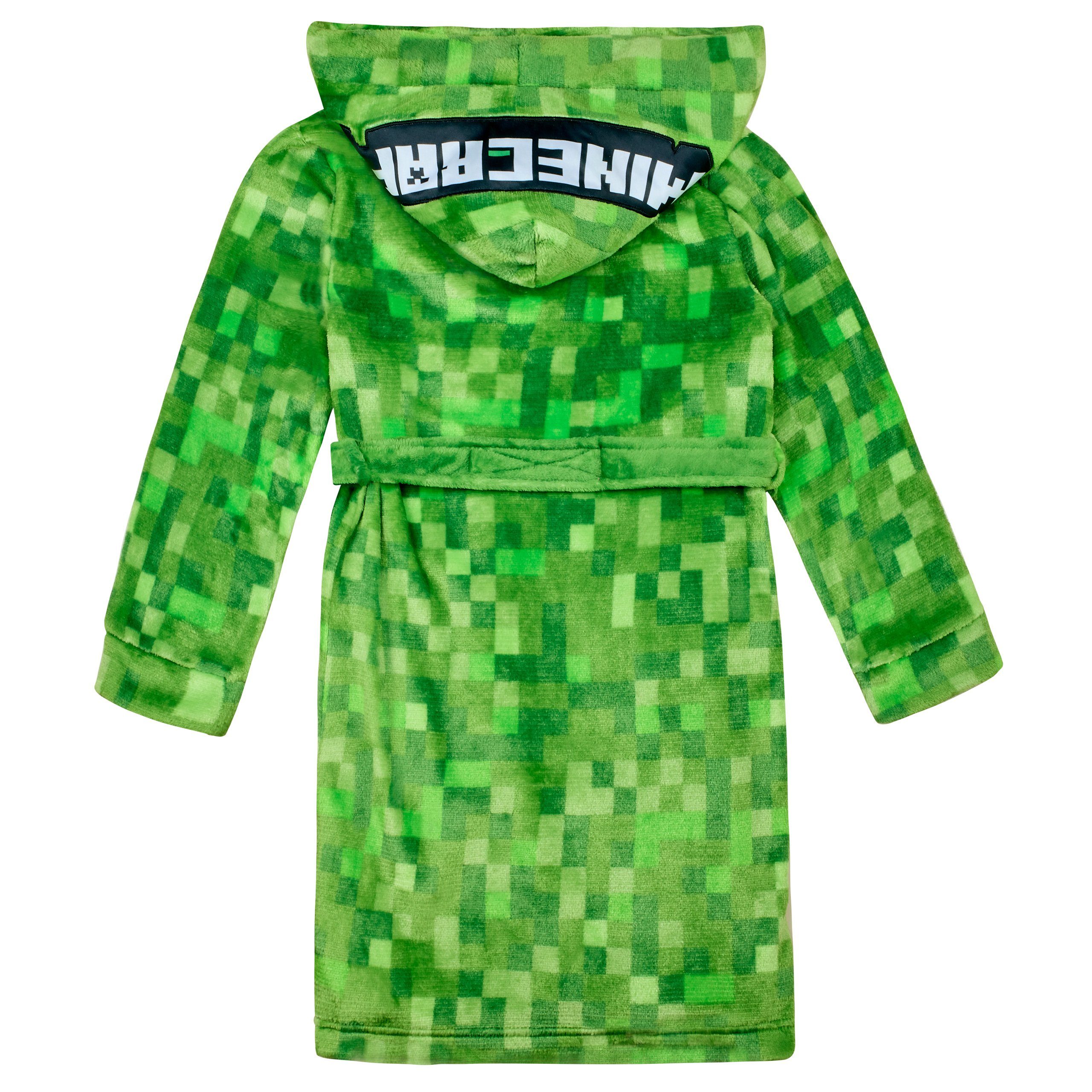 Minecraft Kinderbademantel Minecraft Bademantel Kinder Jungen Fleece Morgenmantel mit Kapuze