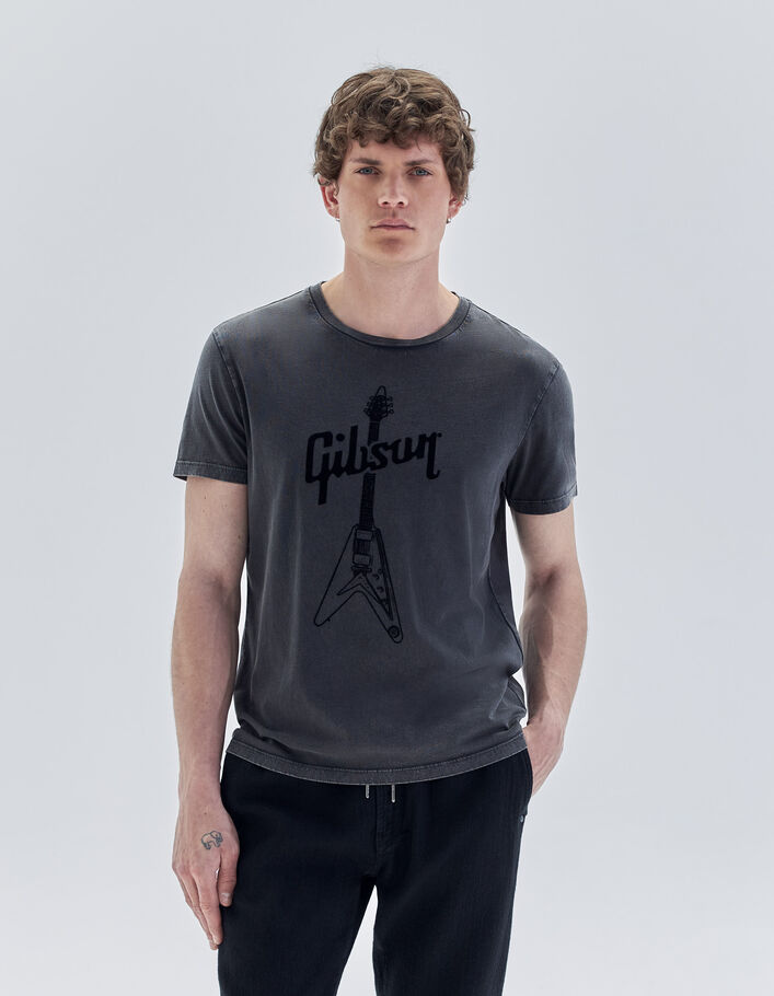 T-shirt gris visuel guitare électrique GIBSON Homme