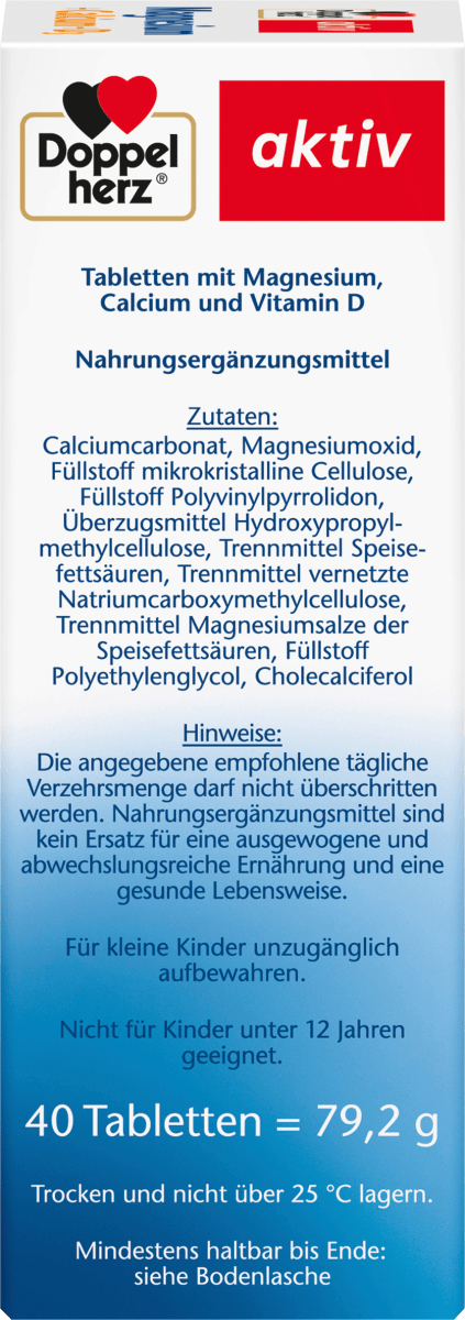 Magnesium + Calcium + Vitamin D3 Tabletten 40 St., 79,2 g