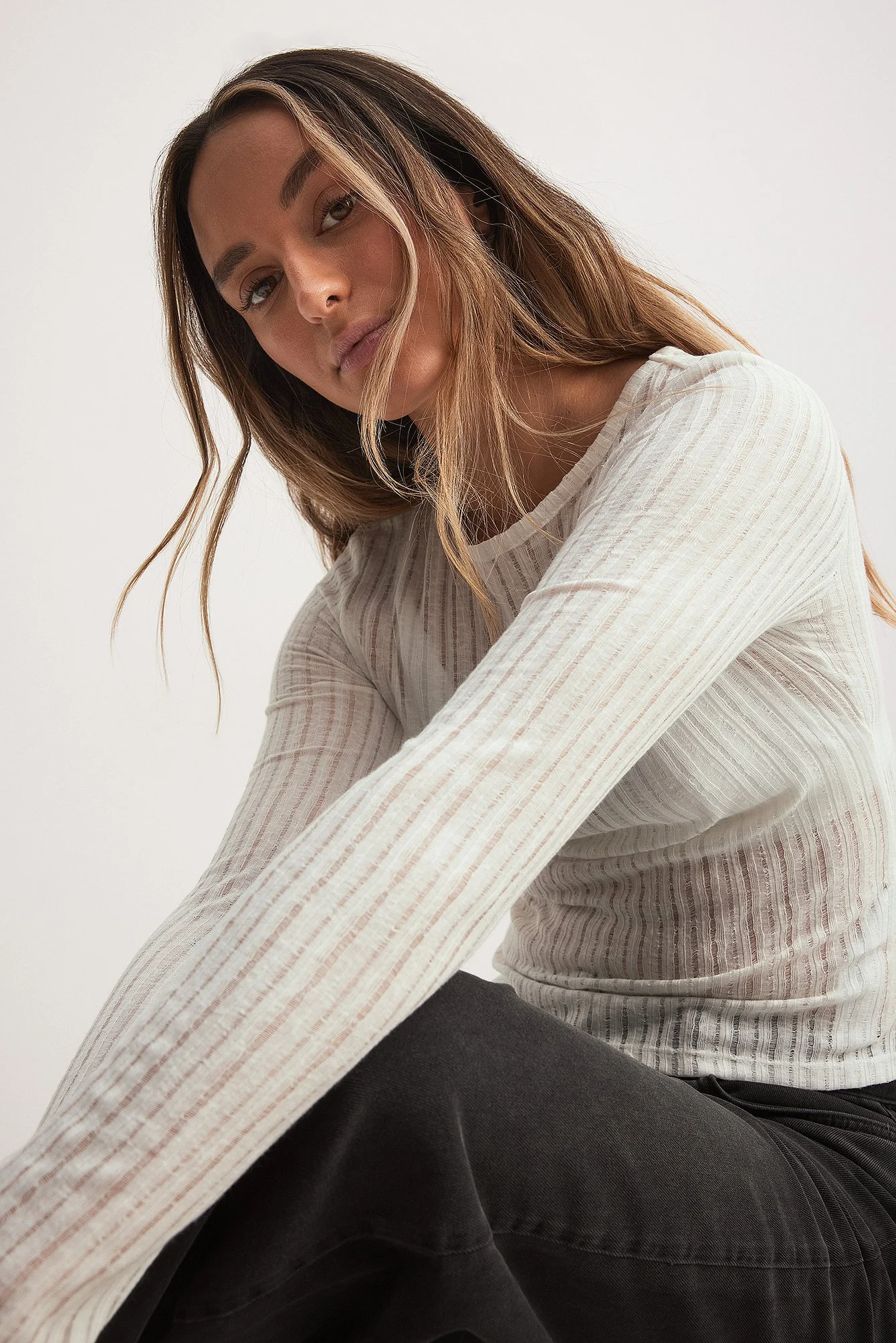 Distressed Long Sleeve Top
