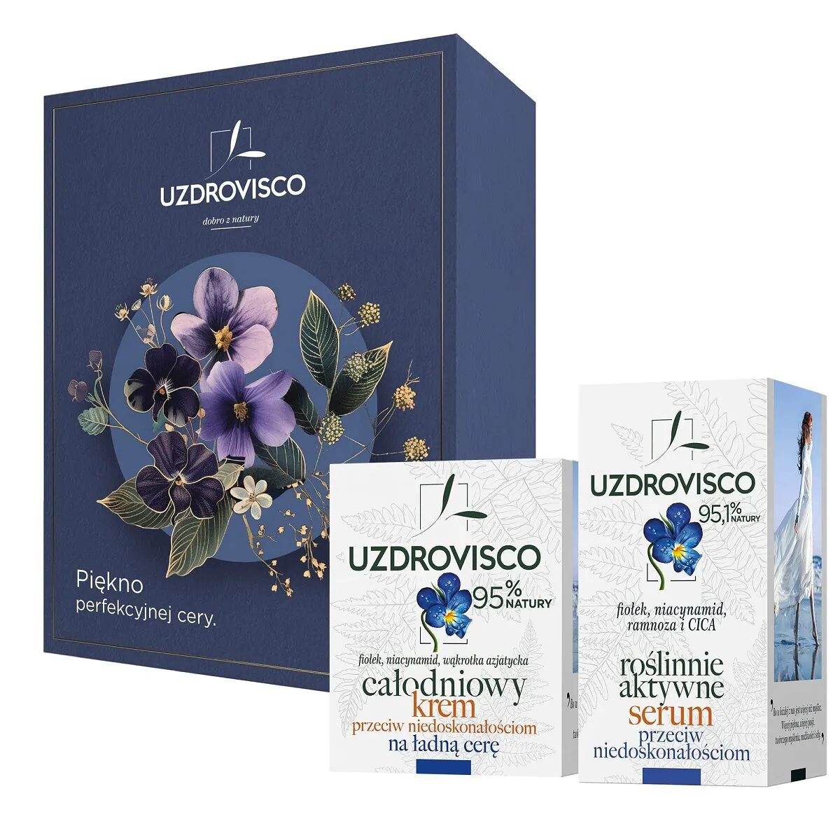 Uzdrovisco Violet kosmetikos rinkinys Visos dienos kremas gražiai odai + serumas
