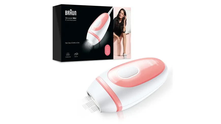BRAUN Mini-IPL-Haarentfernungsgerät Silk-expert Pro PL1000 Pink, Weiß