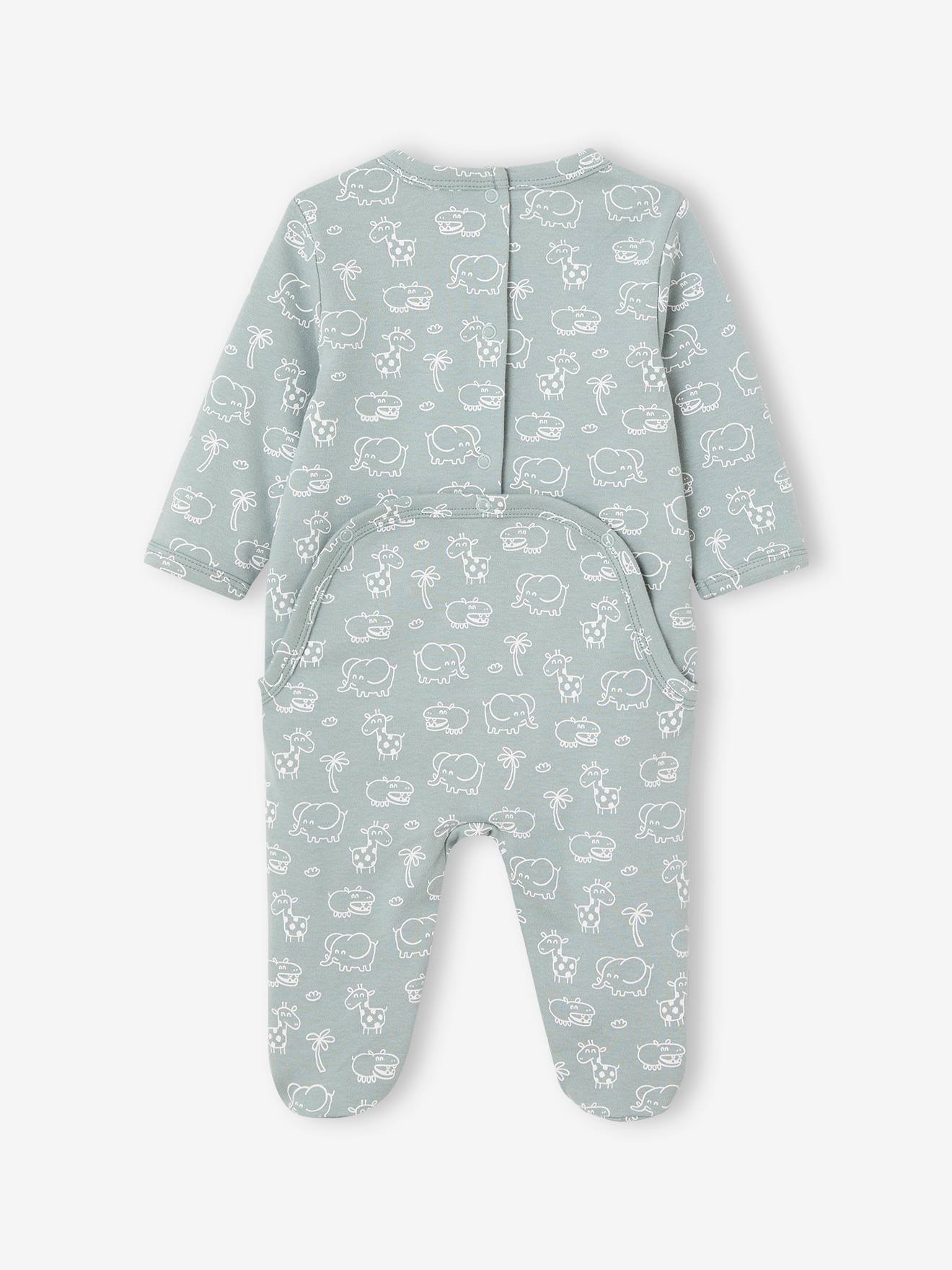 Vertbaudet 3er-Pack Baby Strampler BASIC, Interlock-Jersey - pack salbeigrün savanne