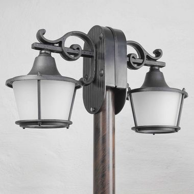 Licht-Erlebnisse Außen-Stehlampe OTHONOI, ohne Leuchtmittel, Standleuchte Außen Schwarz 2-flmg H:122cm Rustikal Weg Terrasse