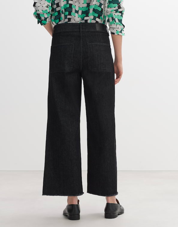 Wide Cropped Jeans Macona black