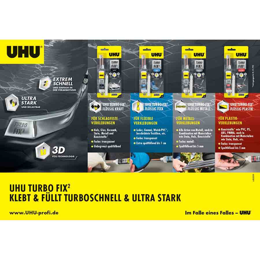 UHU TURBO FIX² flüssig Plastik 2-Komponentenkleber, 10 g - ATU