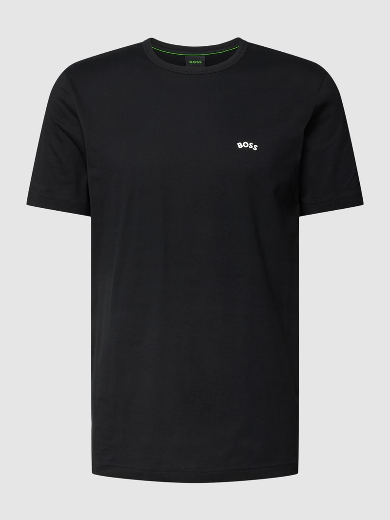 T-Shirt mit Label-Print Modell 'Tee Curved' in schwarz