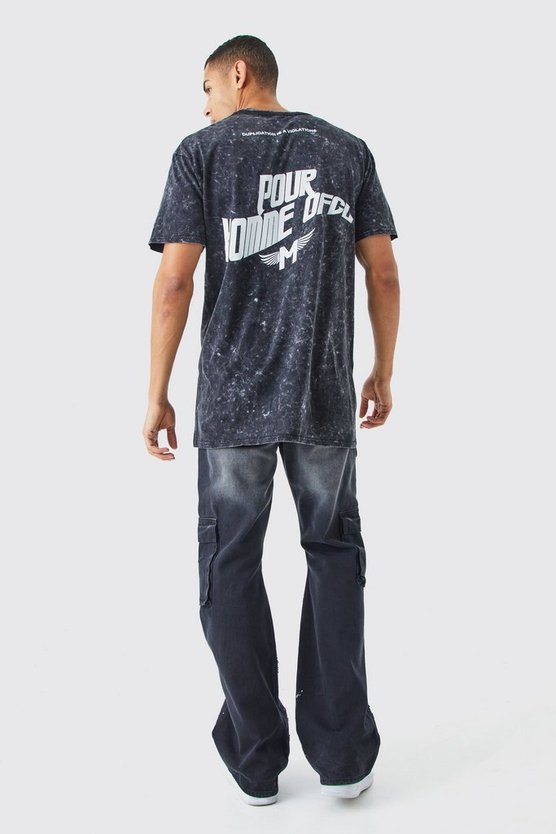 Oversize T-Shirt mit Acid-Waschung und Print