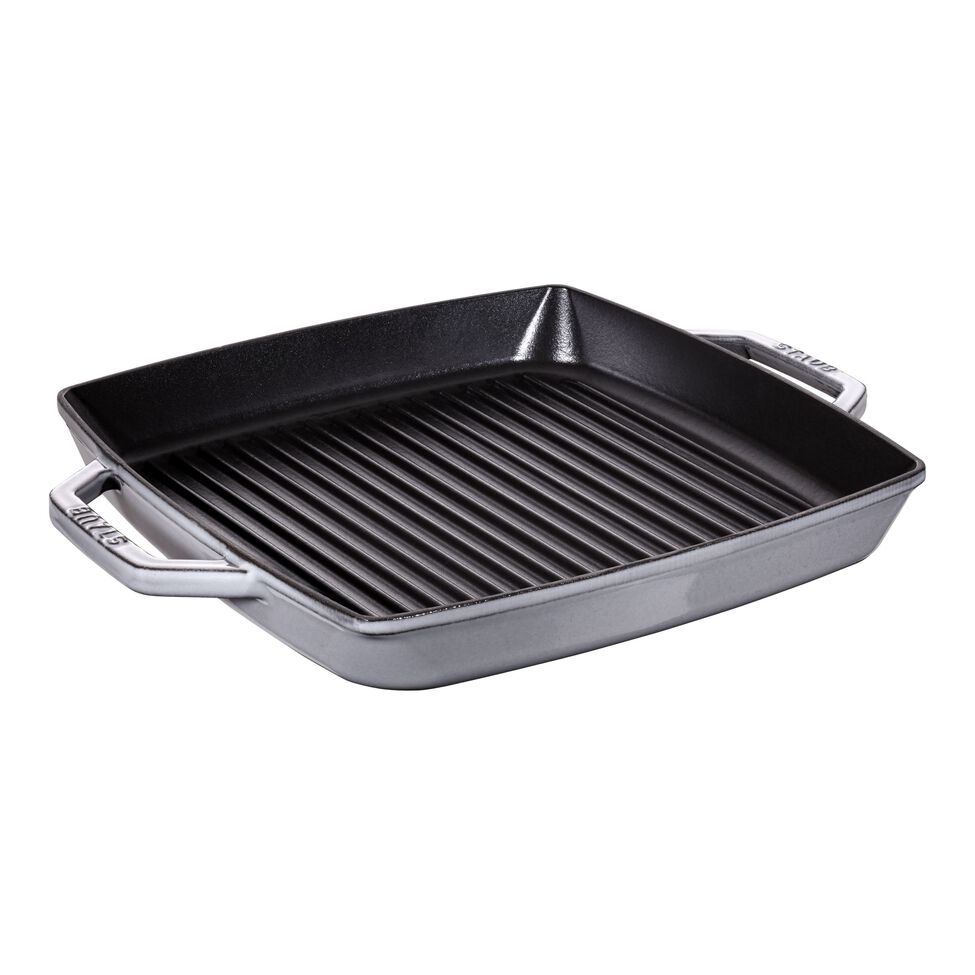 Grillpfanne 33 x 33 cm, Gusseisen, Graphit-Grau