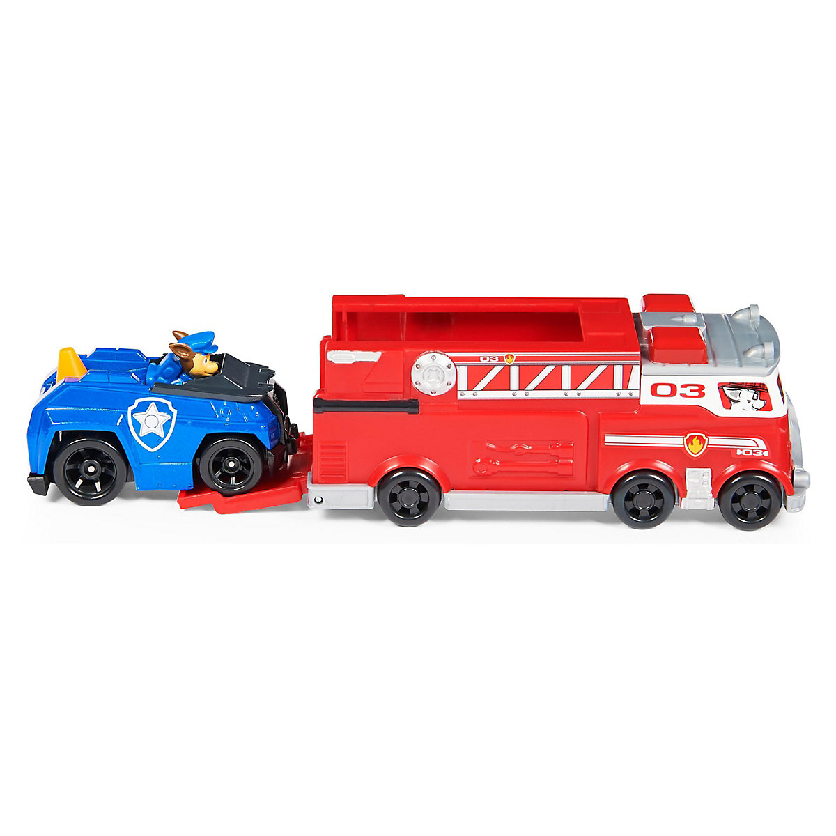 Paw Patrol True Metal Team Fahrzeuge 2er Set mit Feuerwehrwagen und Chase im Polizeiauto, Maßstab 1:55, Spielzeug für Kinder ab 3 Jahren