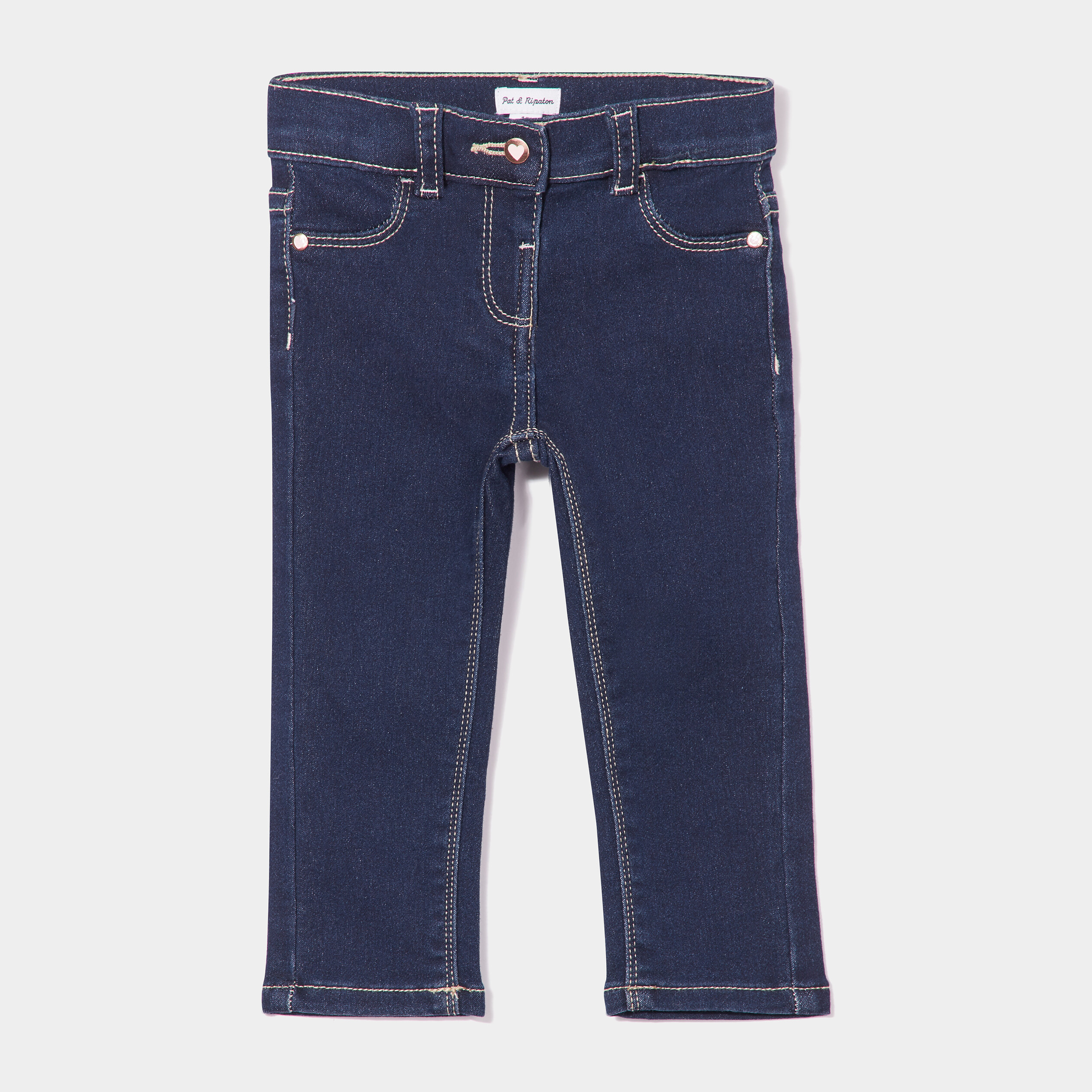 Jean slim ajusté 4 poches denim brut bébé fille | La Halle