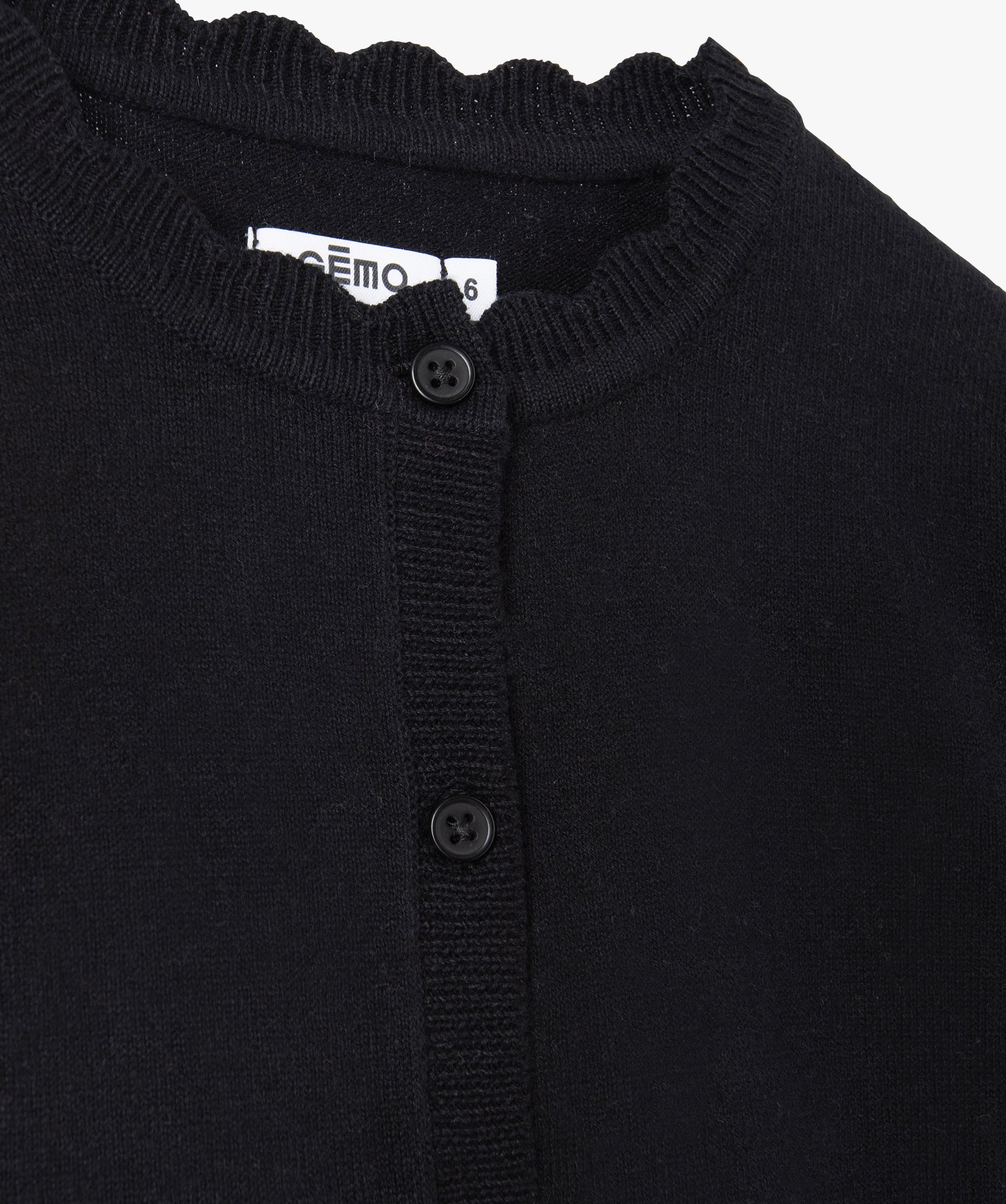 Gilet fille en maille fine à col fantaisie noir | GEMO