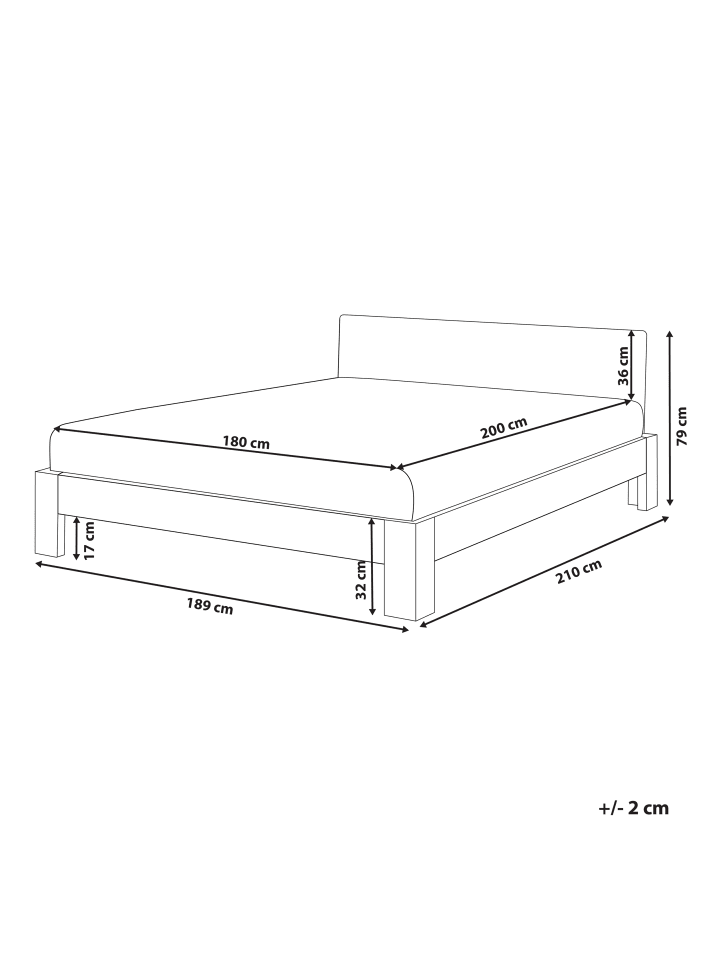 Beliani Doppelbett ROYAN in Heller Holzfarbton - (W) 189 x (H) 79 x (L) 210 cm günstig kaufen onesize