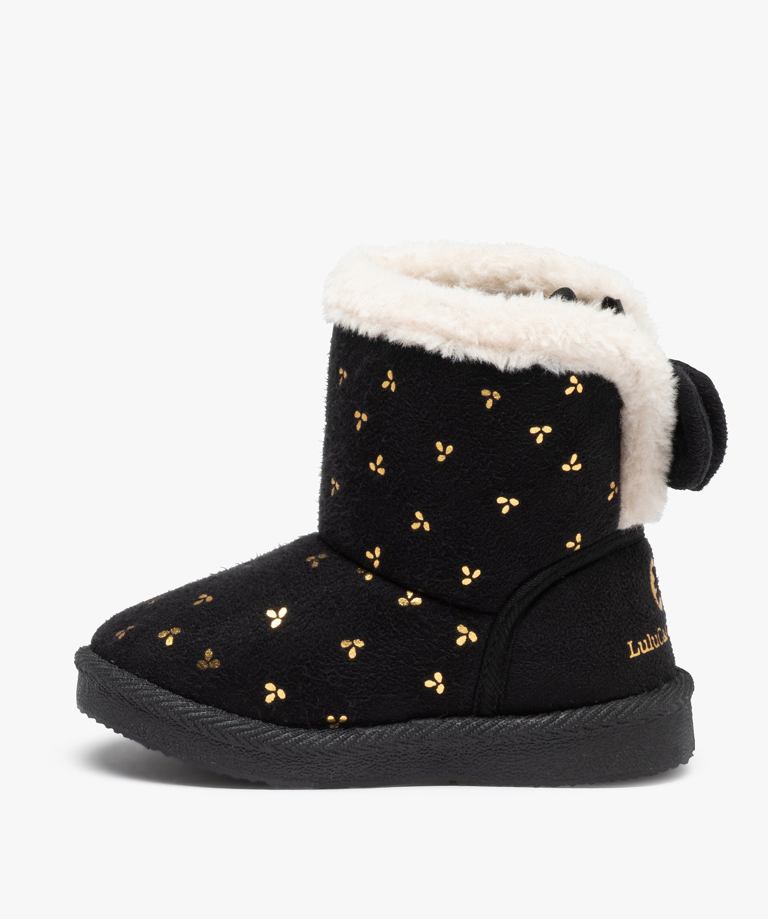 Boots fourrées fille en suédine motif métallisé - LuluCa... noir | GEMO