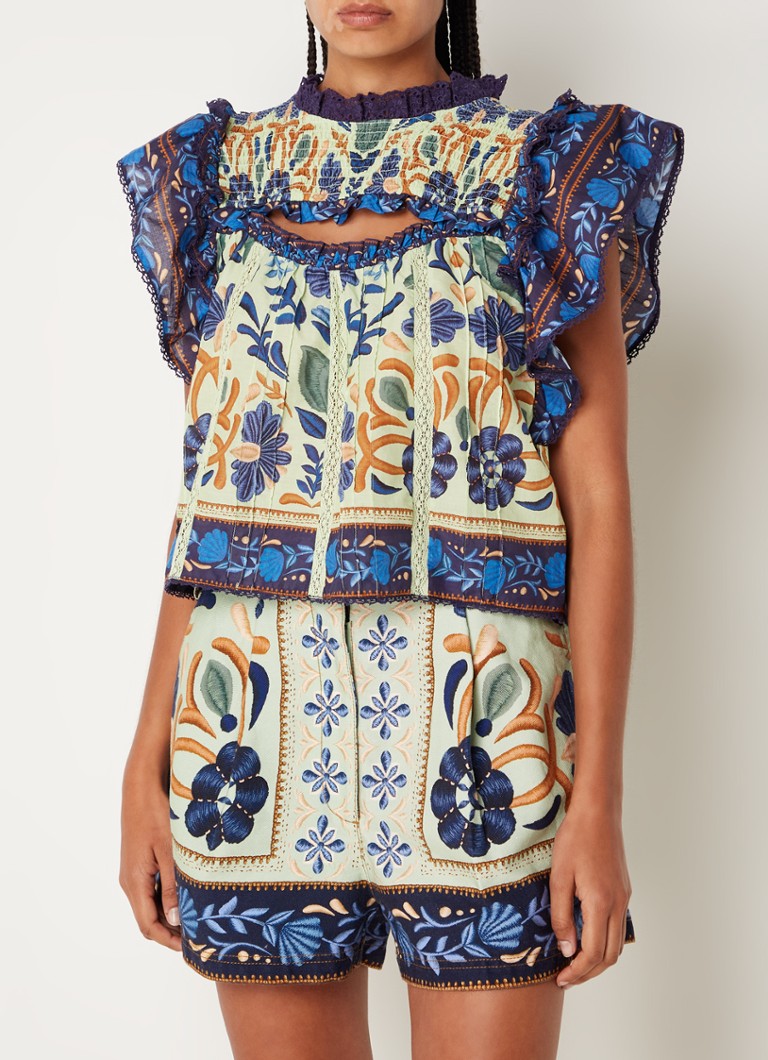 Farm Rio Tunic with floral print and smocking