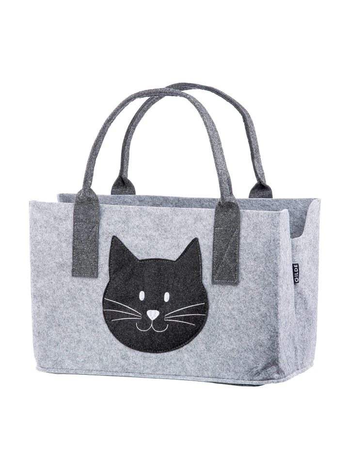 GMD Living Filztasche Katzenmotiv in Hellgrau günstig kaufen onesize
