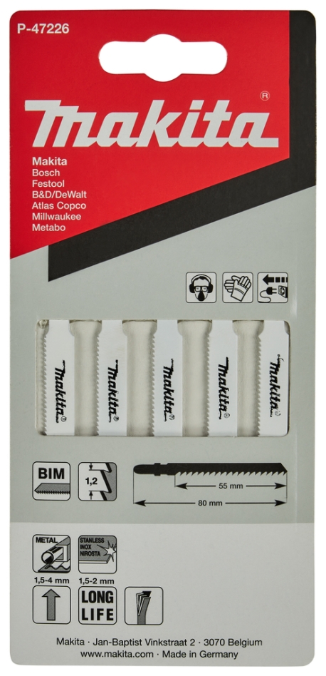 Makita Tillbehör P-47226 Sticksågblad med 55 mm T118AF 5 delar