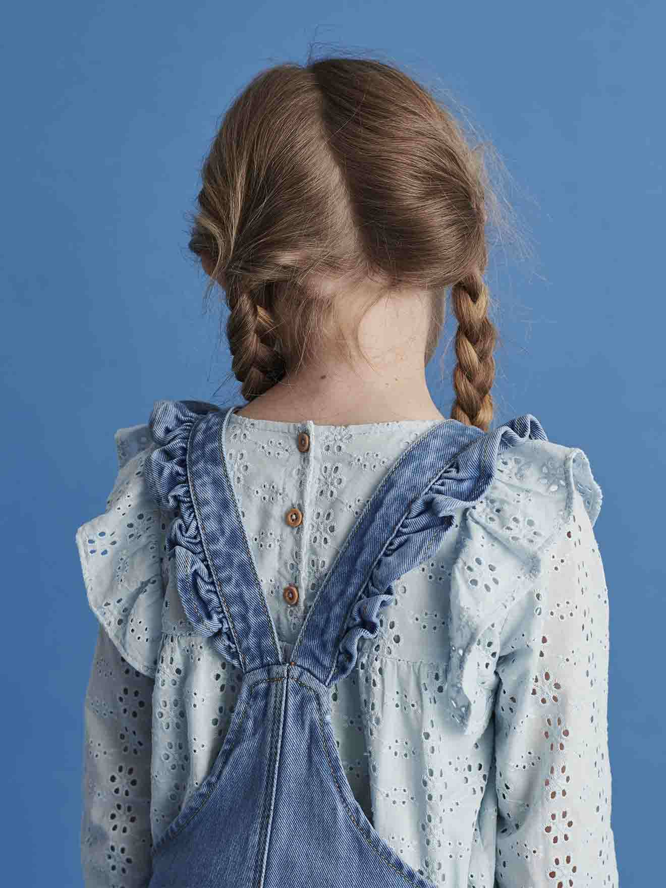 Vertbaudet Mädchen Volant-Bluse - himmelblau