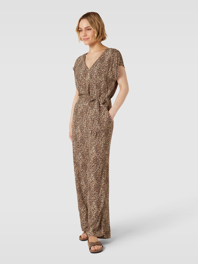Jumpsuit aus reiner Viskose mit Animal-Print Modell 'Joella' in schwarz