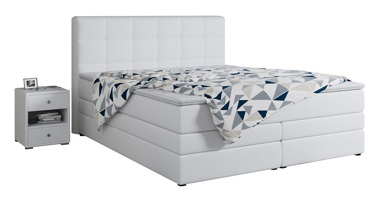 MKS MÖBEL Boxspringbett LUKA KING (King Doppelbett), Polsterbett mit Bettkasten und Zwei Matratzen