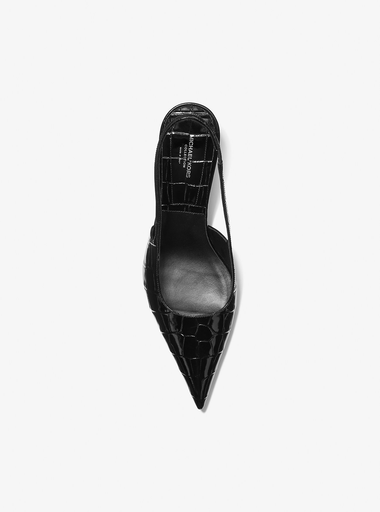 Emma Crocodile Embossed Leather Slingback Pump - BLACK