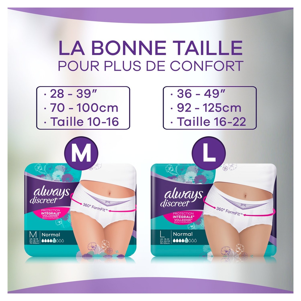 always Always Discreet Normal Culotte Incontinence L Culottes Pour Fuites Urinaires
