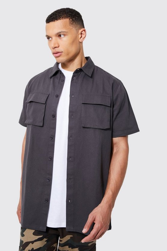 Tall kurzärmliges Utility-Overshirt