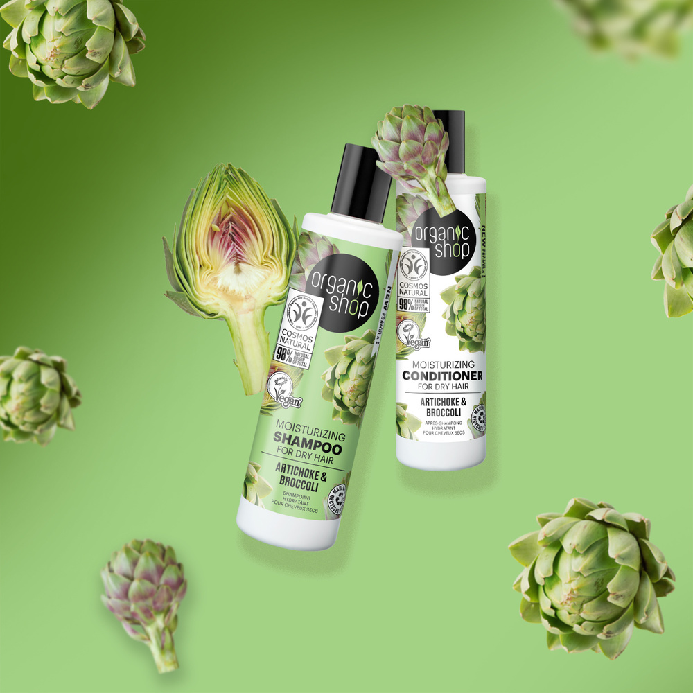 organic shop Shampoing cheveux secs Artichaut Brocoli Vegan Naturel Shampoing
