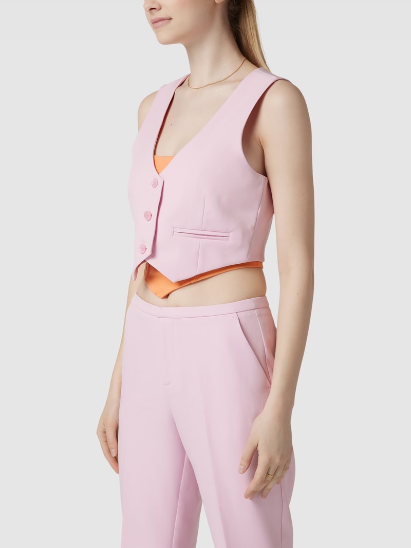 Cropped Weste mit Paspeltaschen in lila