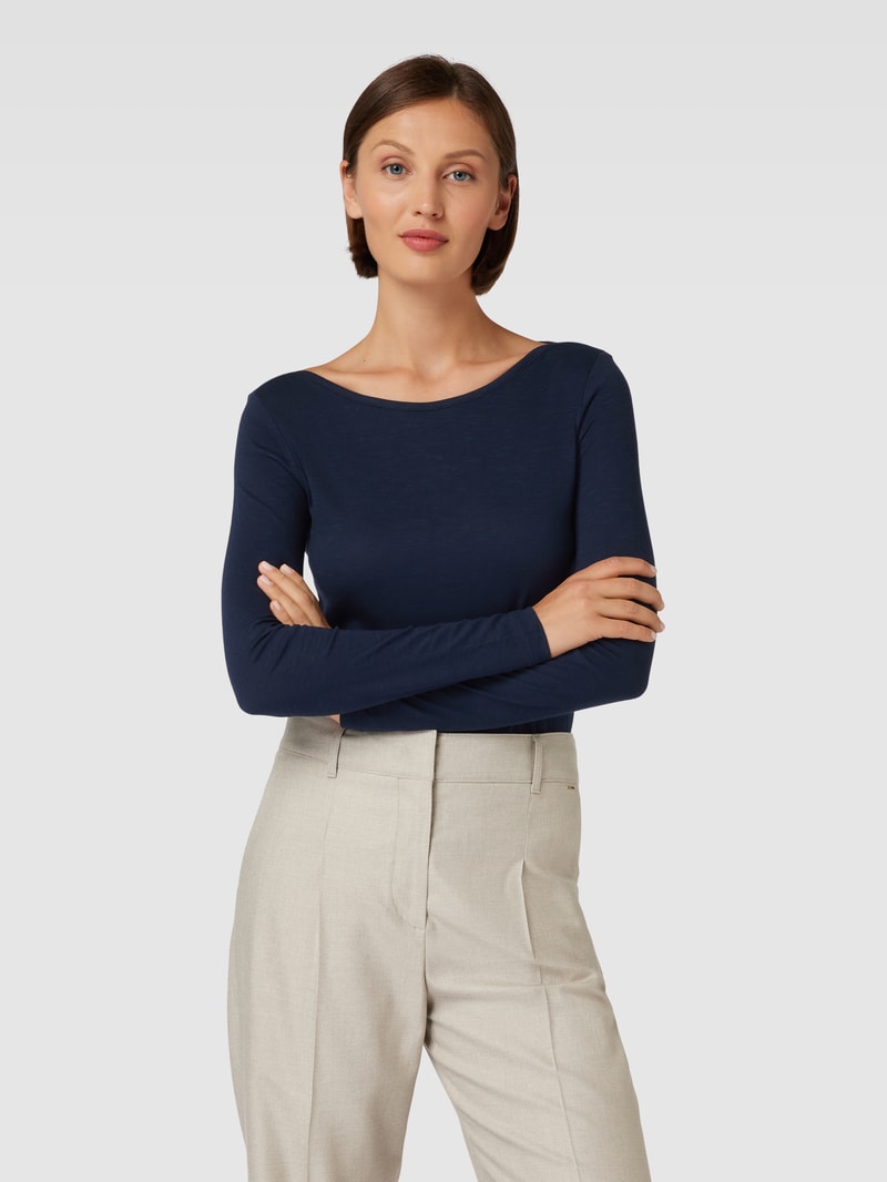 Longsleeve mit U-Boot-Ausschnitt in marineblau