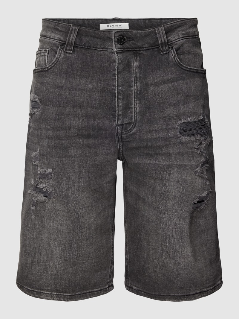 Jeansshorts im Destroyed-Look in dunkelgrau