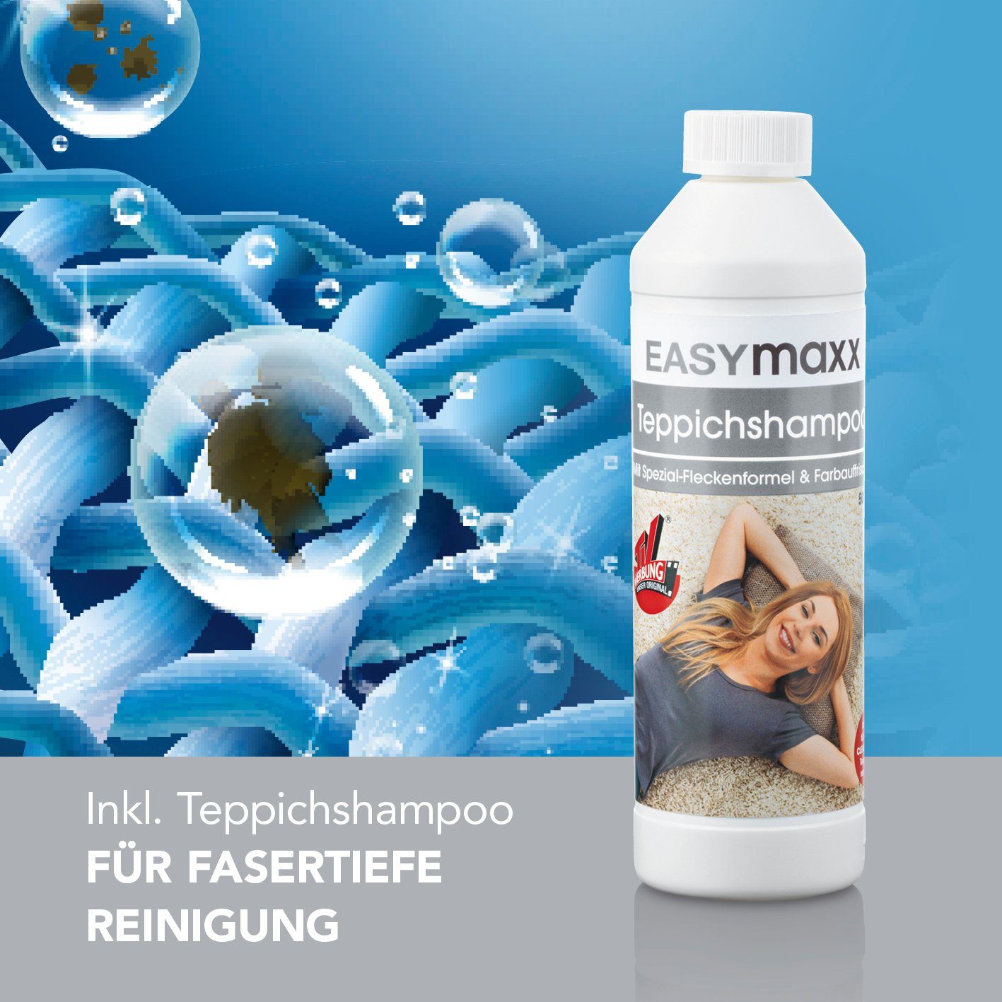 CLEANmaxx Teppichreinigungsgerät Teppichreiniger Professional Vibrations- und Seitenbürsten, 800 W, inkl. Shampoo & Ersatzbürste