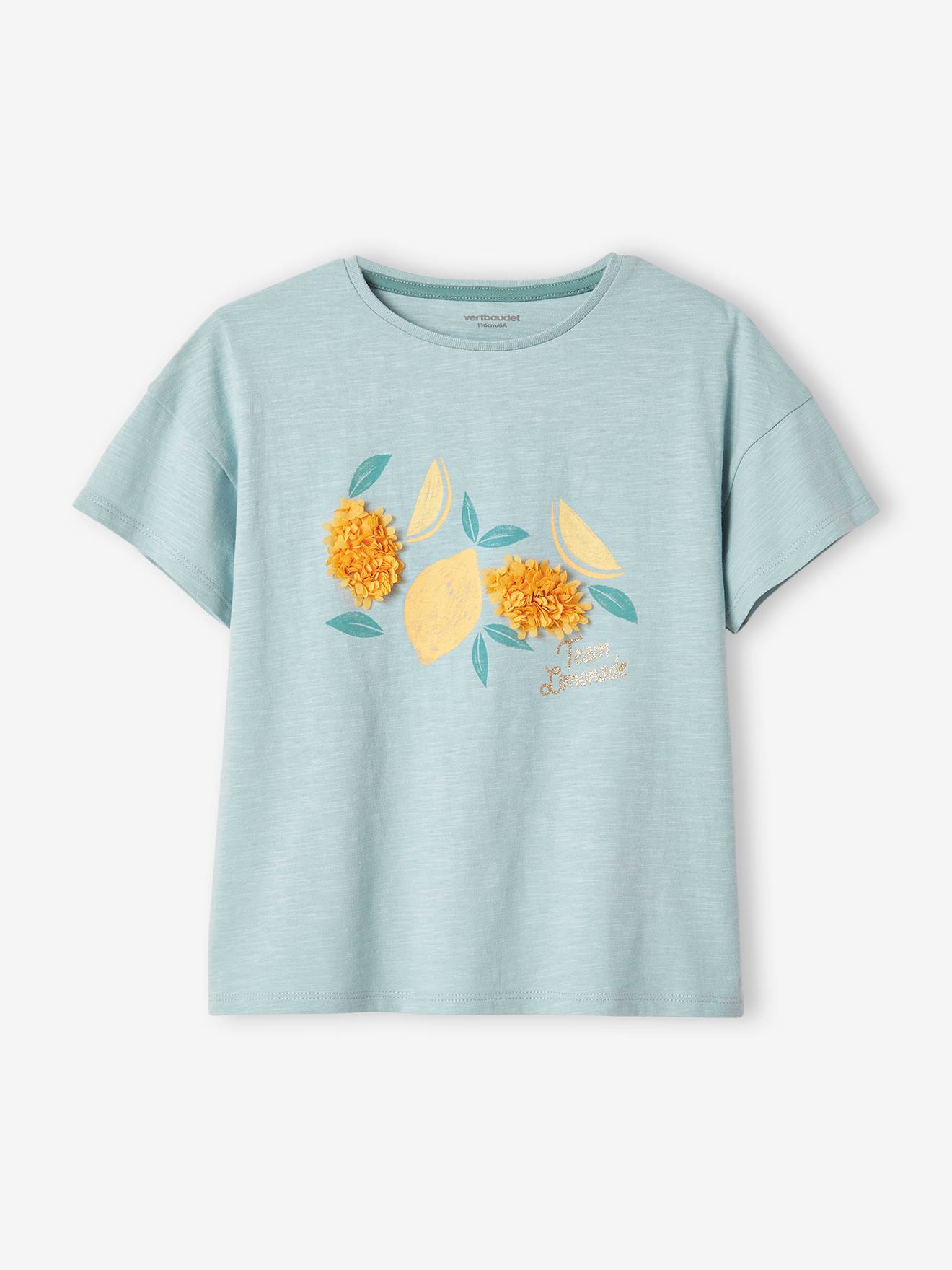 T-shirt fille animation relief et détails irisés fille encre