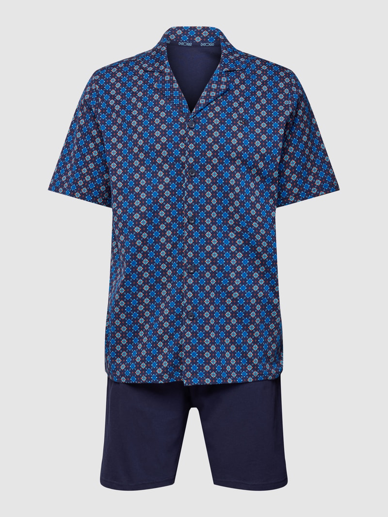 Pyjama mit Allover-Muster Modell 'MARVIN' in dunkelblau