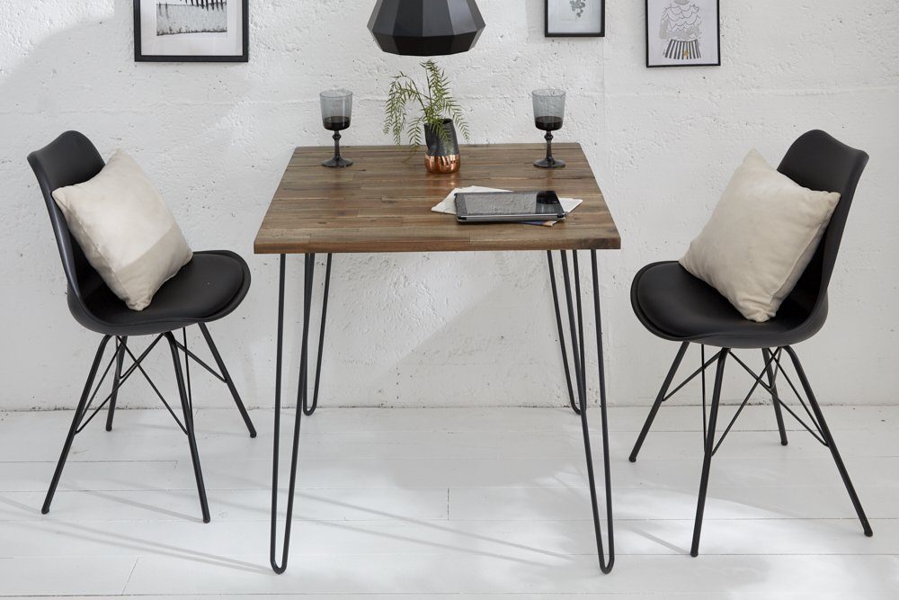 riess-ambiente Esstisch SCORPION 80cm braun, Massivholz · Küchentisch · Hairpin Legs · Retro · Akazie