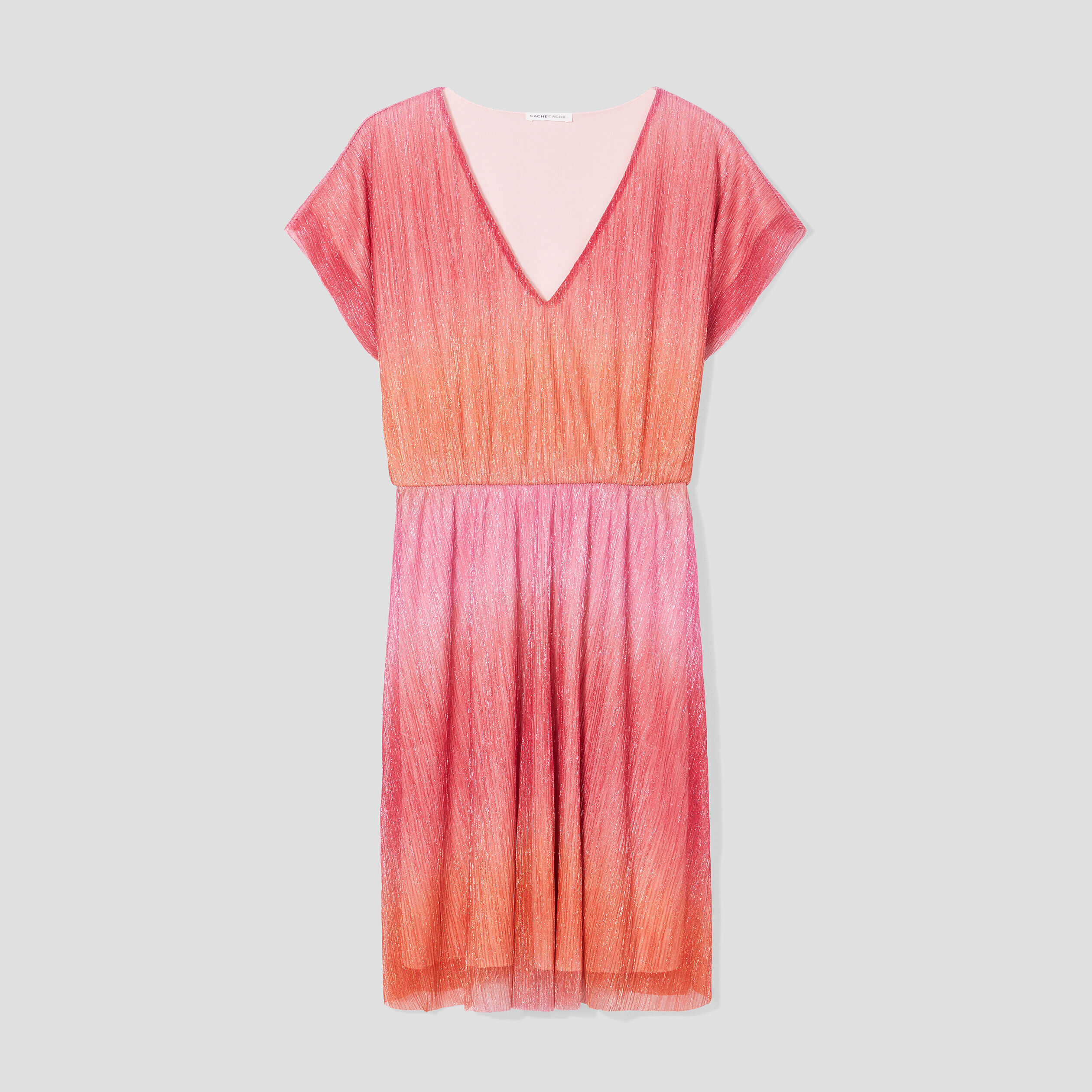 Robe évasée fils métallisés rose femme | Cache Cache